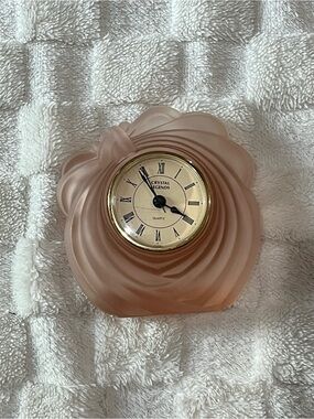 Vintage Crystal Legends Pink Quartz Clock with Gold Hardware